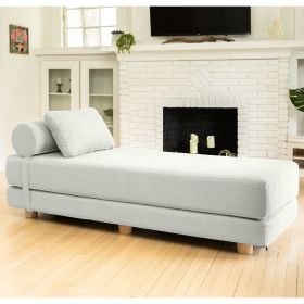 Jaxx Avida Daybed – Fold Out Queen Sleeper – Premium Boucle: Sleek and Modern Lounge for Relaxing and Overnight Guests - White