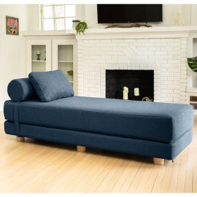 Jaxx Avida Daybed – Fold Out Queen Sleeper – Premium Boucle: Sleek and Modern Lounge for Relaxing and Overnight Guests - Navy