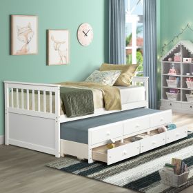 Captain's Bed Twin Daybed with Trundle Bed and Storage Drawers, Beds for chlidren