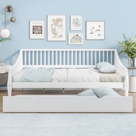 Full Size Daybed with Trundle and Support Legs, White