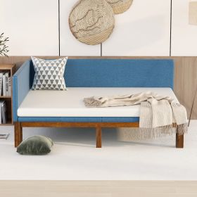 Upholstered Daybed/Sofa Bed Frame Full Size Linen-Blue