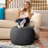 Jaxx Ellis Ottoman Shearling Faux-Lamb Plush Pouf for Modern Interior Design