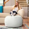 Jaxx Ellis Ottoman Shearling Faux-Lamb Plush Pouf for Modern Interior Design