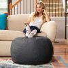 Jaxx Ellis Ottoman Shearling Faux-Lamb Plush Pouf for Modern Interior Design