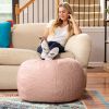 Jaxx Ellis Ottoman Shearling Faux-Lamb Plush Pouf for Modern Interior Design