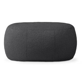 Jaxx Ellis Ottoman Shearling Faux-Lamb Plush Pouf for Modern Interior Design (Option: Oval Black)