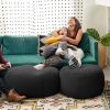 Jaxx Ellis Ottoman Shearling Faux-Lamb Plush Pouf for Modern Interior Design