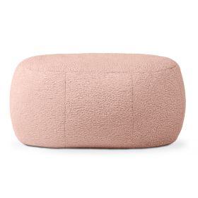 Jaxx Ellis Ottoman Shearling Faux-Lamb Plush Pouf for Modern Interior Design (Option: Oval Pink)