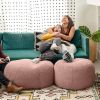 Jaxx Ellis Ottoman Shearling Faux-Lamb Plush Pouf for Modern Interior Design