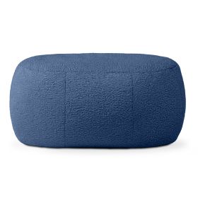 Jaxx Ellis Ottoman Shearling Faux-Lamb Plush Pouf for Modern Interior Design (Option: Oval Indigo)