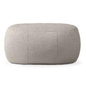 Jaxx Ellis Ottoman Shearling Faux-Lamb Plush Pouf for Modern Interior Design (Option: Oval Smoke)