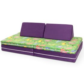 Jaxx Playscape - Imaginative Modular Furniture Playset/Sofa - Fun Kids Patterns (Option: Dinos / Grape)