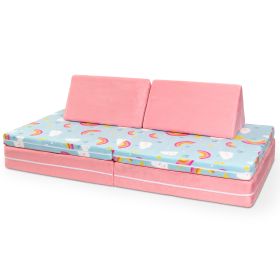 Jaxx Playscape - Imaginative Modular Furniture Playset/Sofa - Fun Kids Patterns (Option: Rainbows / Pink)