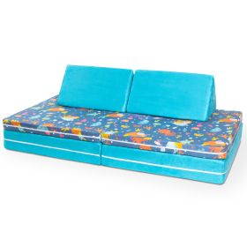 Jaxx Playscape - Imaginative Modular Furniture Playset/Sofa - Fun Kids Patterns (Option: Mermaids / Aqua)