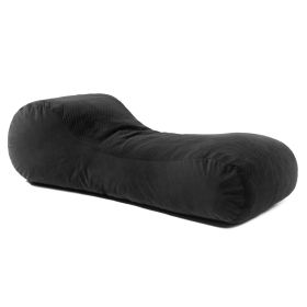 Jaxx Arlo Lounger Bean Bag Chair - Two-Tone - Quilted Microvelvet (Option: Black)