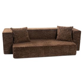 Zenzi Loveseat Twin - Convertible Couch / Twin Sleeper (Option: Paisley Microvelvet Brown)