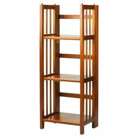 38" 3 Tier Folding Bookshelf (Color: Honey)