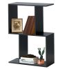 2/3/4 Tiers Wooden S-Shaped Bookcase for Living Room Bedroom Office