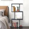 2/3/4 Tiers Wooden S-Shaped Bookcase for Living Room Bedroom Office