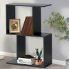 2/3/4 Tiers Wooden S-Shaped Bookcase for Living Room Bedroom Office