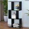 2/3/4 Tiers Wooden S-Shaped Bookcase for Living Room Bedroom Office