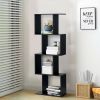 2/3/4 Tiers Wooden S-Shaped Bookcase for Living Room Bedroom Office